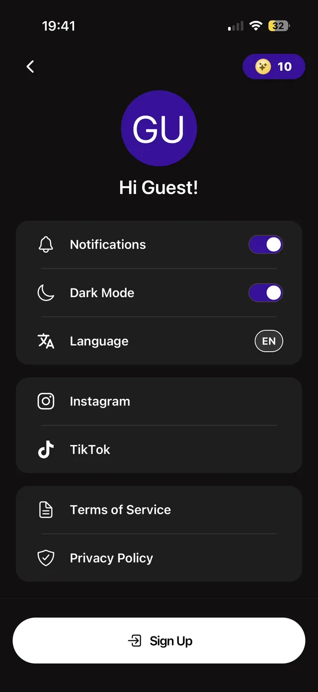 Profile & settings — Cinemus AI